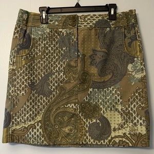 Ann Taylor green paisley denim skirt woman’s size 12